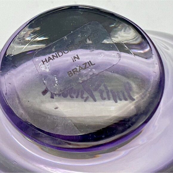 Vintage Rosenthal Purple Art Glass Heart Bud Vase Paperweight Minimalist - Picture 5 of 6